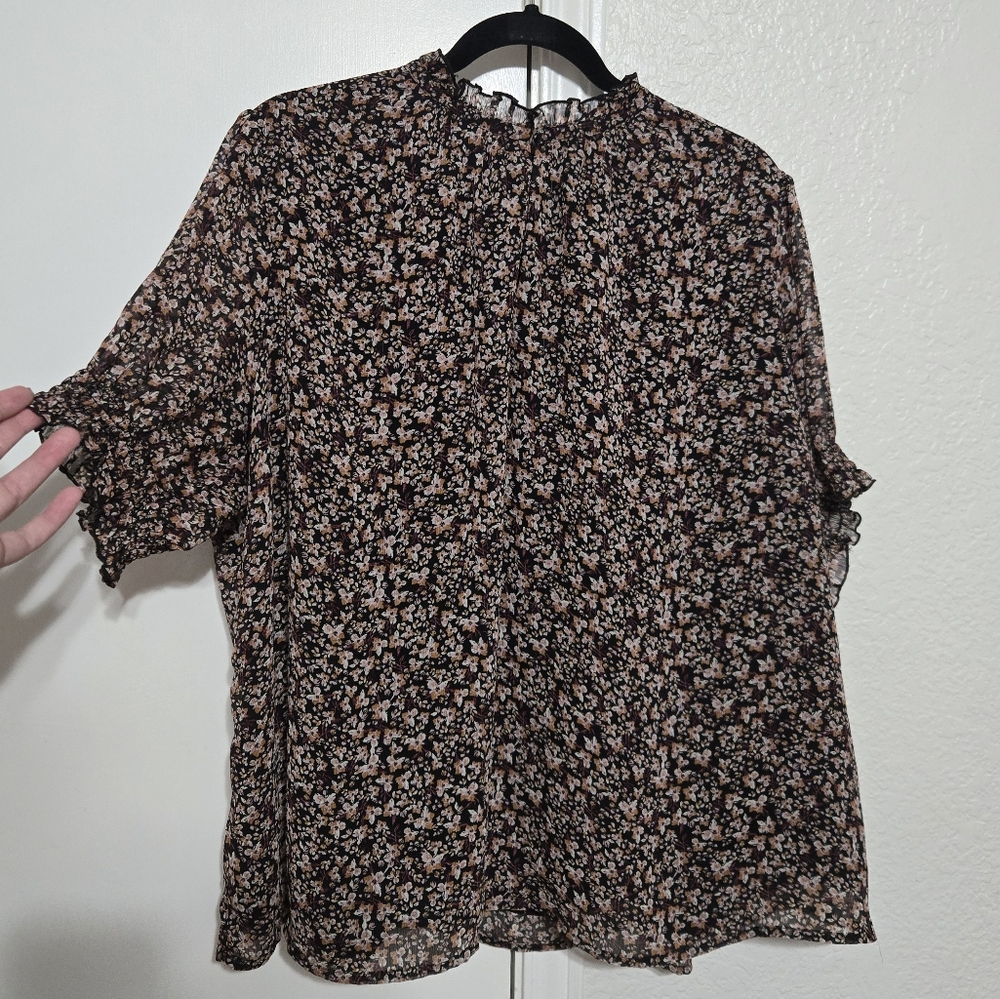 Floral Black and Pink Blouse